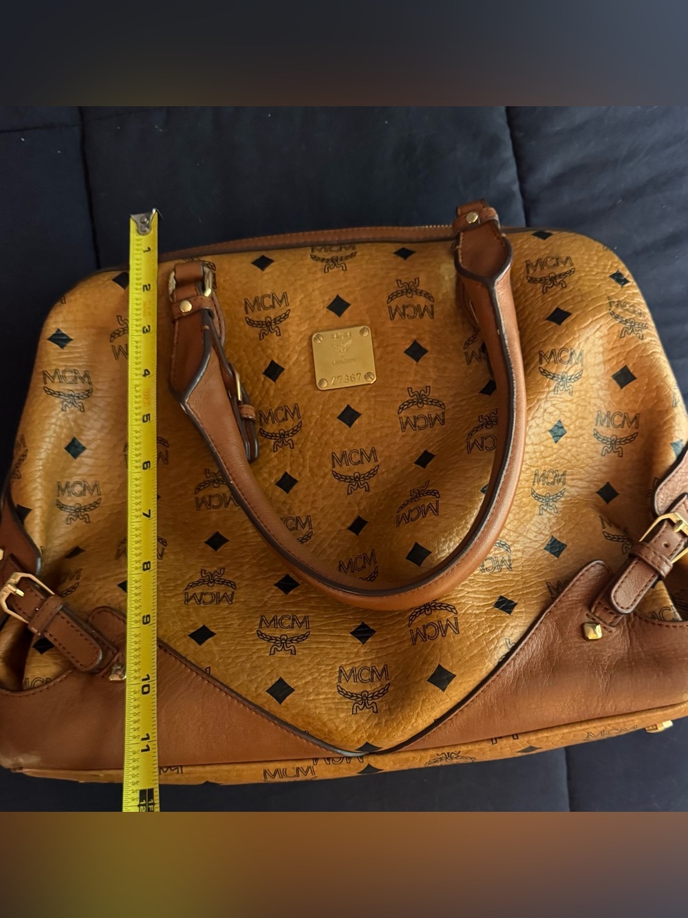 MCM Cognac Logo Visetos Satchel in Brown - Picture 10 of 10